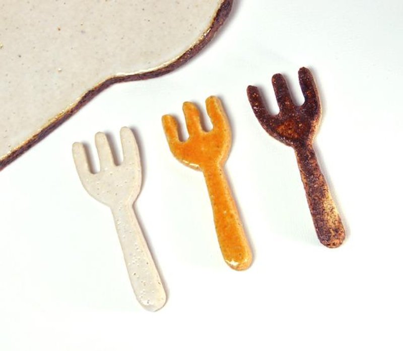 叉子陶制筷架【3 色组】 - 花瓶/陶器 - 其他材质 白色