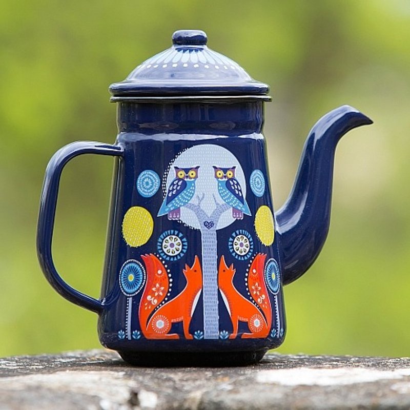 英国Wild&Wolf珐琅咖啡壶/水壶/茶壶(Night晚上) 950ml - 咖啡壶/周边 - 珐琅 蓝色
