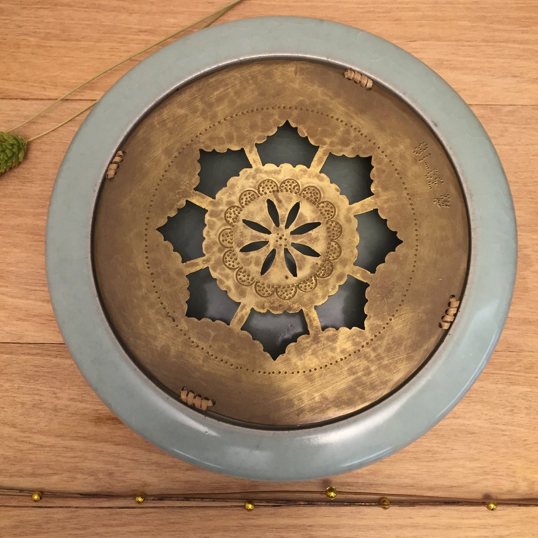 萧鸿成老师 手作青瓷壼承加手作金工铜盘(中) - 茶具/茶杯 - 其他材质 绿色
