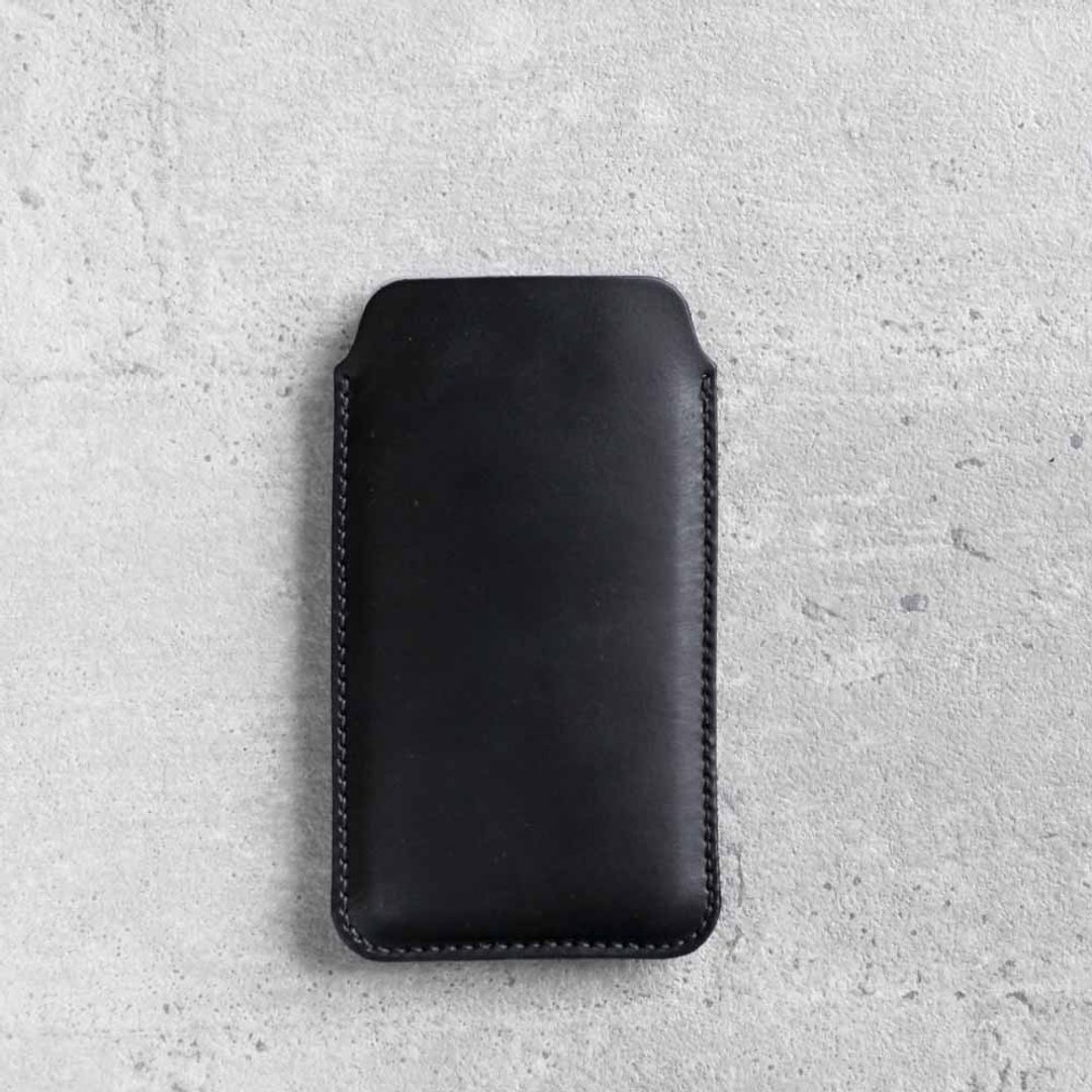 iPhone 黑色极简约手工牛皮皮套 (多色选择) - 手机壳/手机套 - 真皮 卡其色