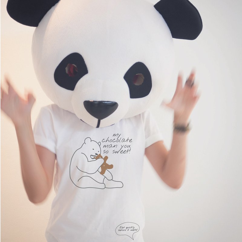 'MR.CHOCOLATE MAN'  随着温度改变颜色T-shirt L ONLY - 中性连帽卫衣/T 恤 - 棉．麻 白色