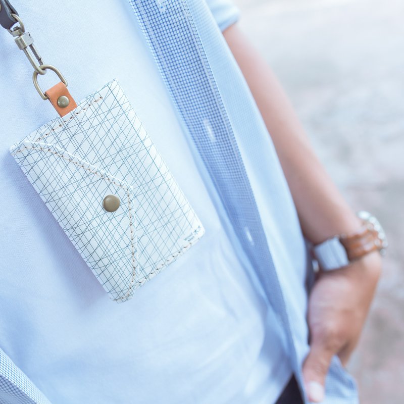 MUMU泰维克防水证件零钱包-格纹生活 (定制化英文名字) - 证件套/卡套 - 环保材料 白色