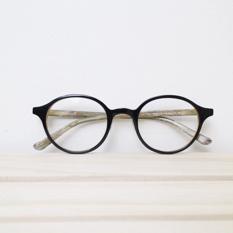 复古百搭圆框 轻量框 不压鼻梁  亮黑内花纹镜框 眼镜 19g - 眼镜/眼镜框 - 塑料 黑色