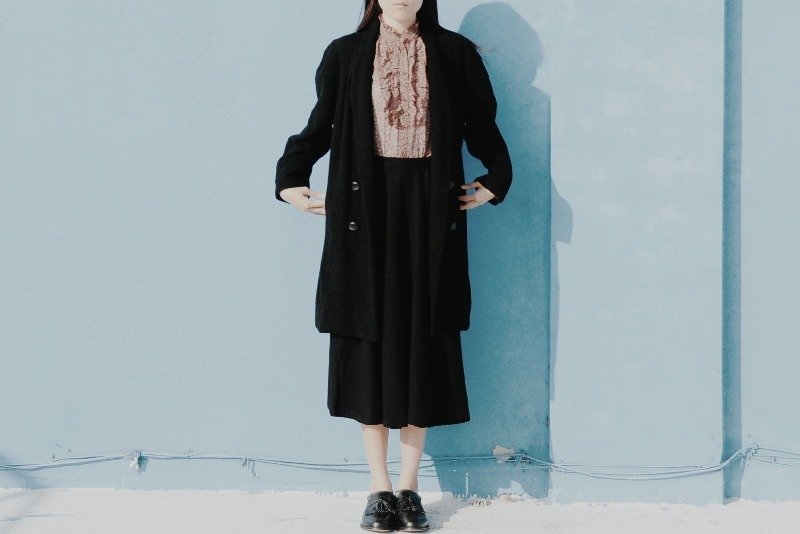 地花古着 / 意大利日本制 一代宗师黑色大衣 - 女装休闲/机能外套 - 其他材质 黑色