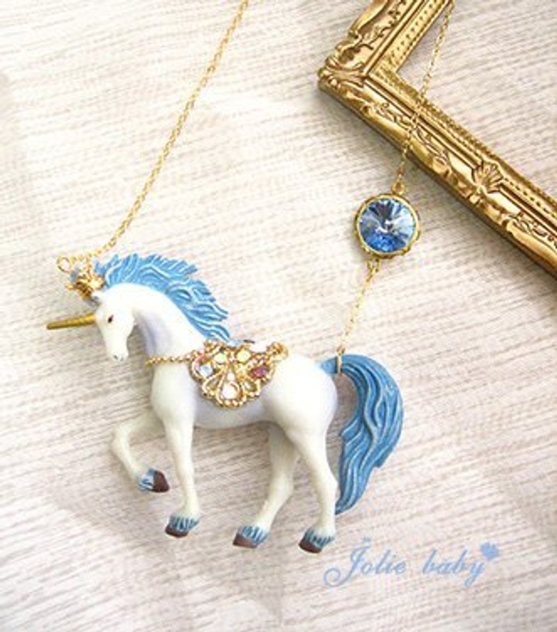 [Jolie baby]梦の幻兽---彩石镶钻皇冠独角兽水晶项炼 - 项链 - 其他材质 