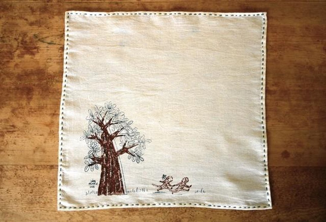 Happy Monkey handkerchief (with batch) - 手帕/方巾 - 其他材质 咖啡色