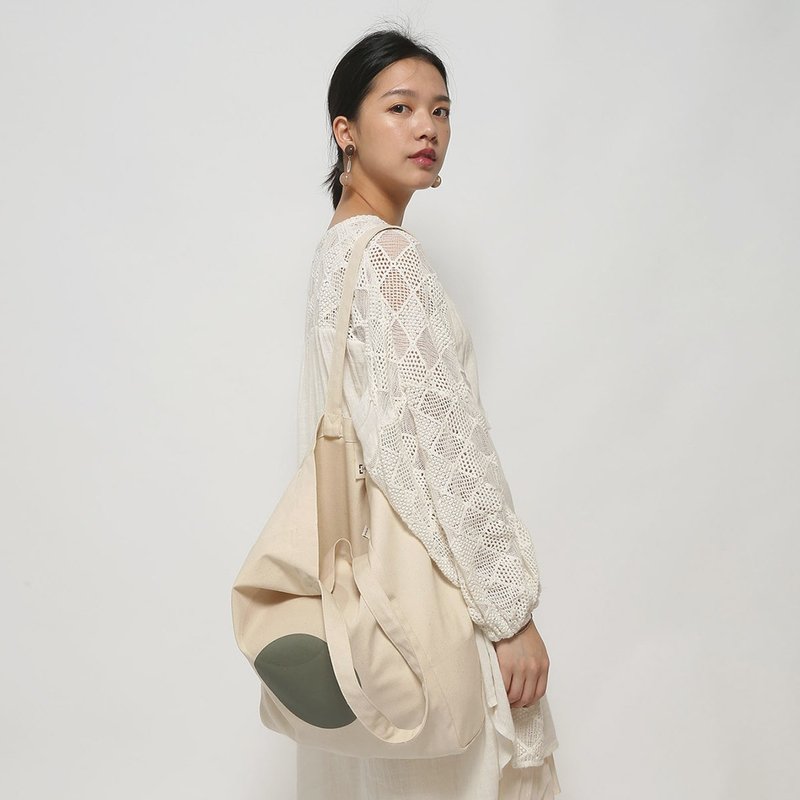 简单交集 灰黑 原创帆布托特包 - 4种尺寸 - 侧背包/斜挎包 - 棉．麻 白色