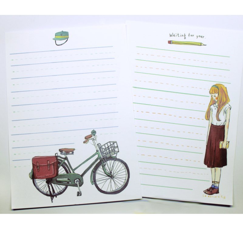 等邮差少女，邮差等等我，甜蜜生活系列信纸(两款一组) - 卡片/明信片 - 纸 白色