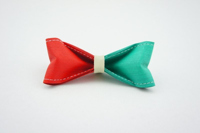 “Paper Bow Tie”纸 领结 双色系列- No.240（圣诞红绿）【圣诞礼物/圣诞风格穿搭/圣诞饰品/领带外首选】 - 领带/领带夹 - 防水材质 红色