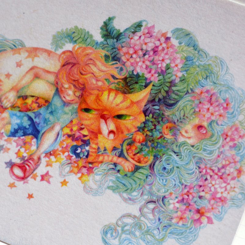 <插画明信片>-八月的休憇-插画家Duga&Hook - 卡片/明信片 - 纸 