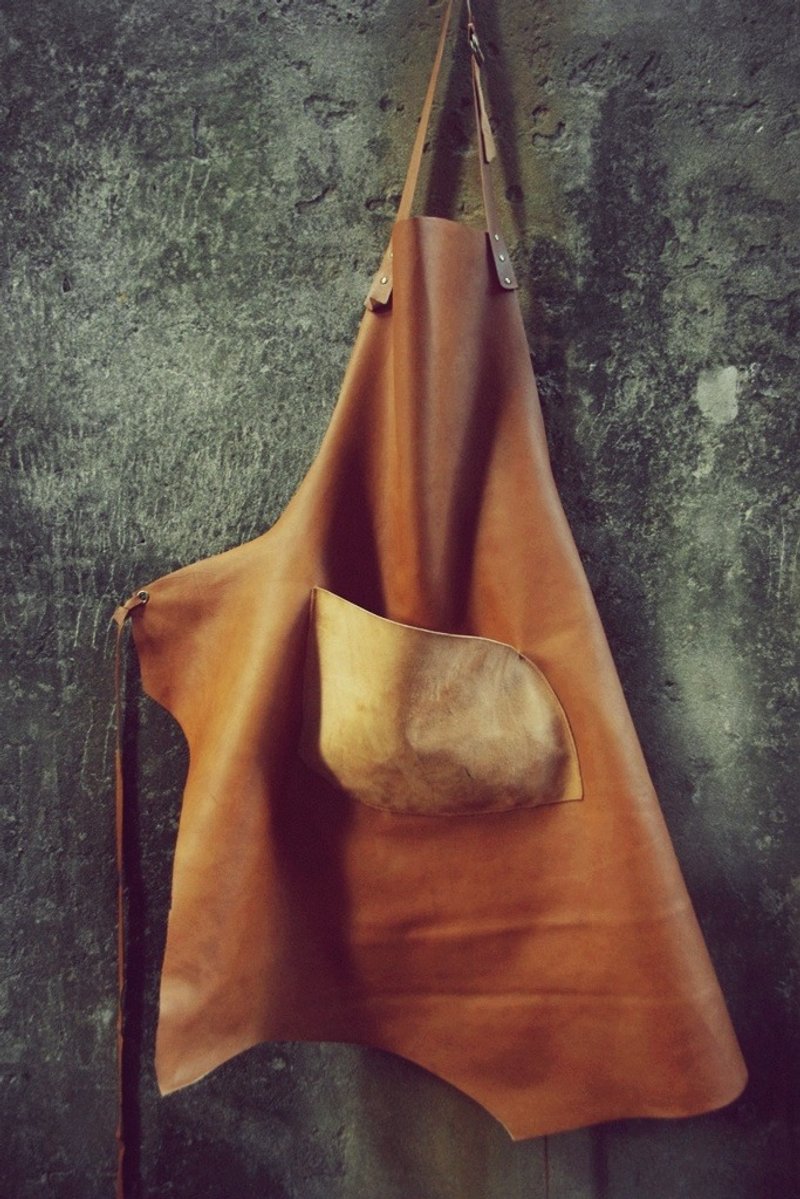 ~后菜园~自制配件 羊皮围裙 BC-66 VINTAGE/USED/MOD'S - 围裙 - 真皮 咖啡色