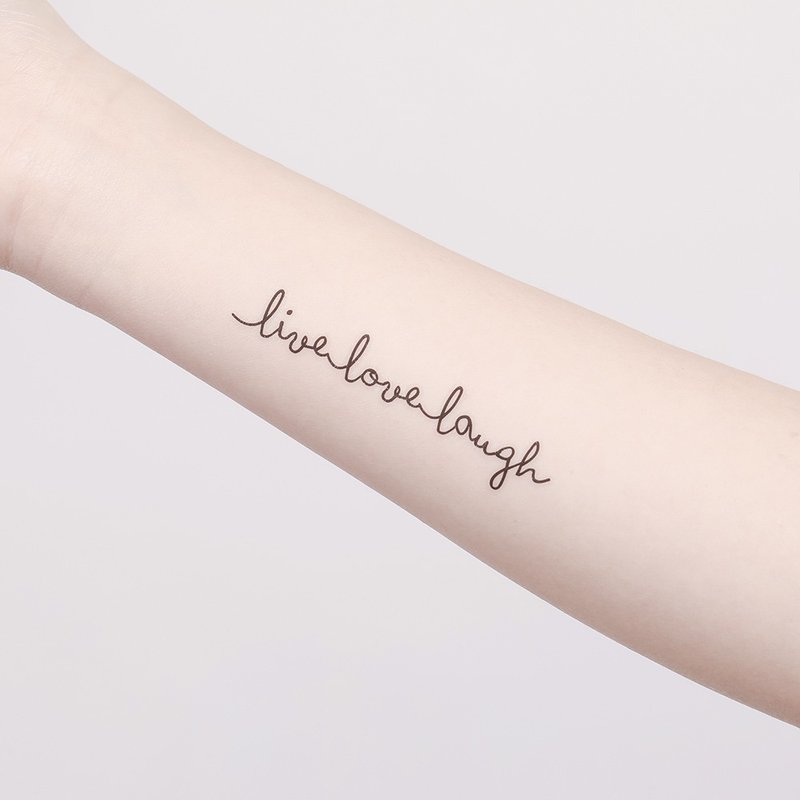 刺青纹身贴纸 / Live Love Laugh 手写 文字 2入 - 纹身贴 - 纸 黑色