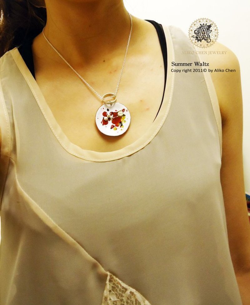 【Summer Waltz】夏之圆舞曲珐琅项炼(花舞白) - 项链 - 其他金属 