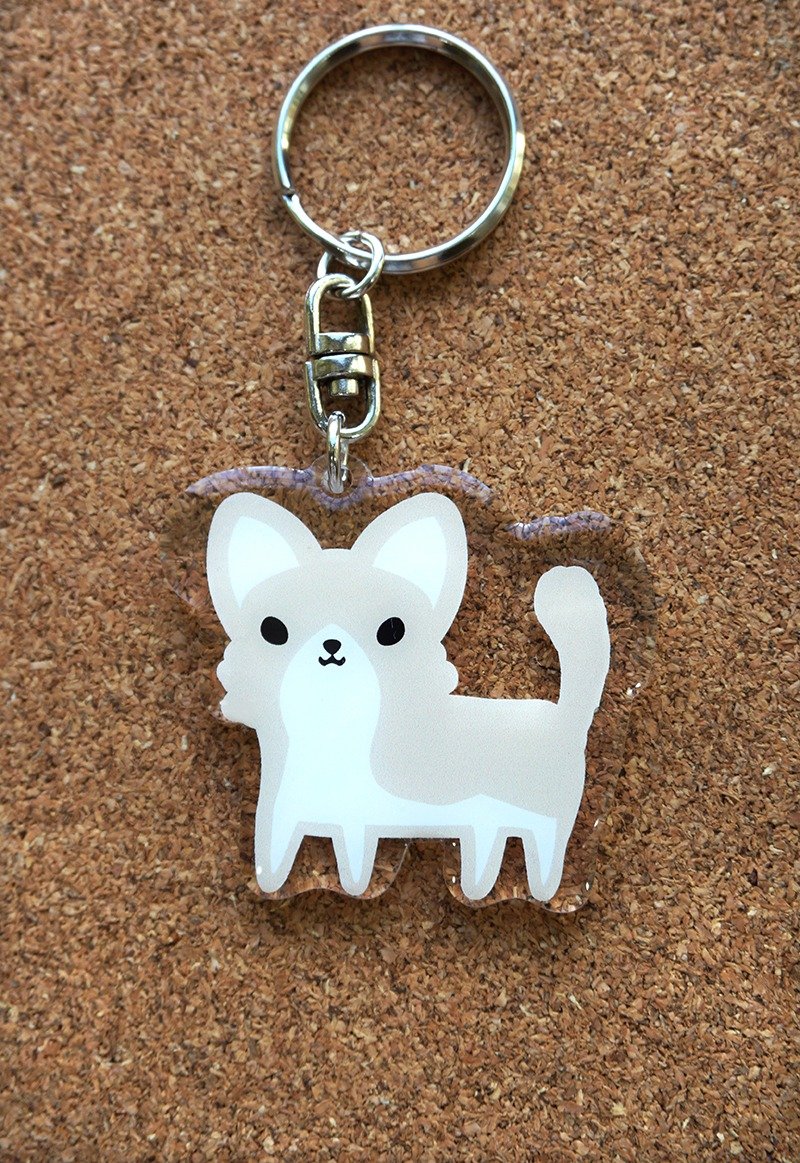 PuppyLove 初心插画【狗狗压克力吊饰】钥匙圈《长毛吉娃娃》 - 钥匙链/钥匙包 - 压克力 黄色
