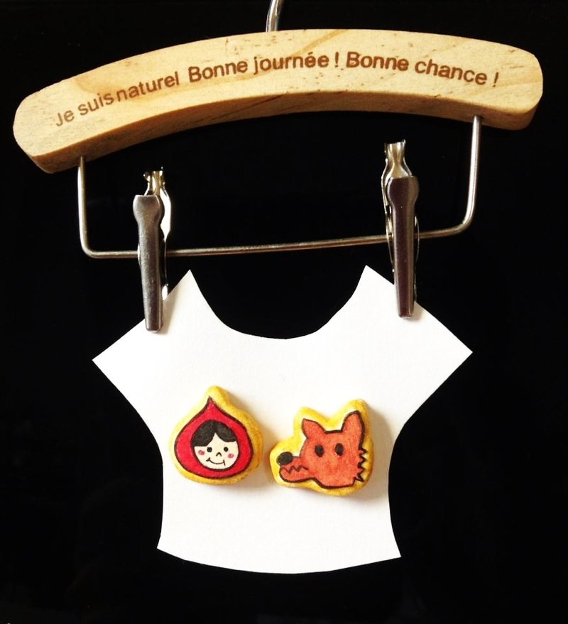 童话系列 小红帽与大野狼糖霜饼干耳环组(可改耳夹式) ((满600随机送神秘小礼物)) - 耳环/耳夹 - 其他材质 多色