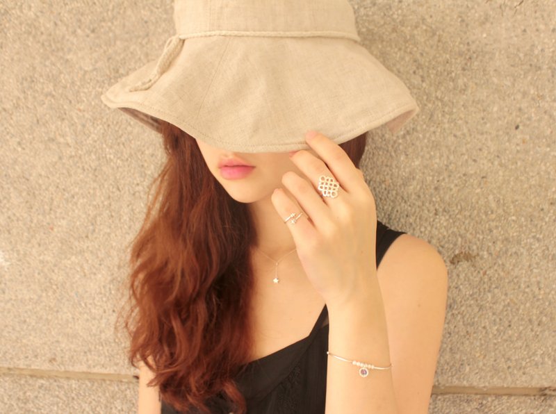 *hippie* Totem│图腾印象 纯银波西米亚镂空绳结可调节开口戒指 - 戒指 - 其他金属 银色