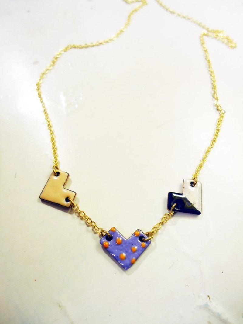 Simple Love Necklace 简单爱造型珐琅项链(粉紫黑) - 项链 - 其他金属 多色