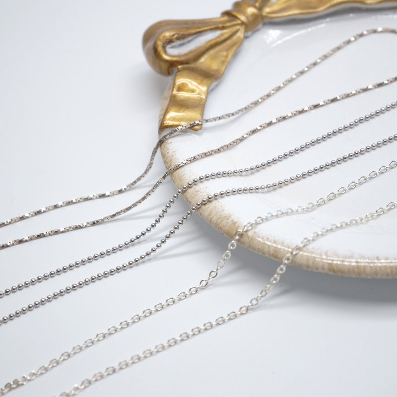 925纯银项链单链附延长链可调节(细链) 16寸40cm 18寸45cm - 项链 - 纯银 银色