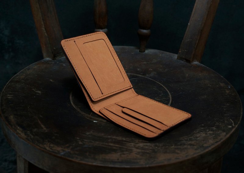 【新系列】照片短夹 bifold wallet 顶级牛皮 简约 定制化刻字 - 皮夹/钱包 - 真皮 咖啡色