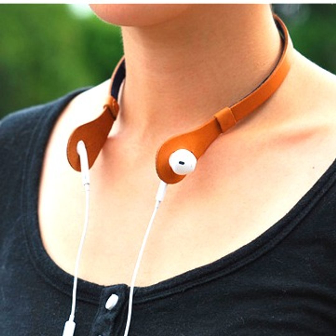 EarPhones Neck Holder "iHooc" - 卷线器/电线收纳 - 真皮 金色