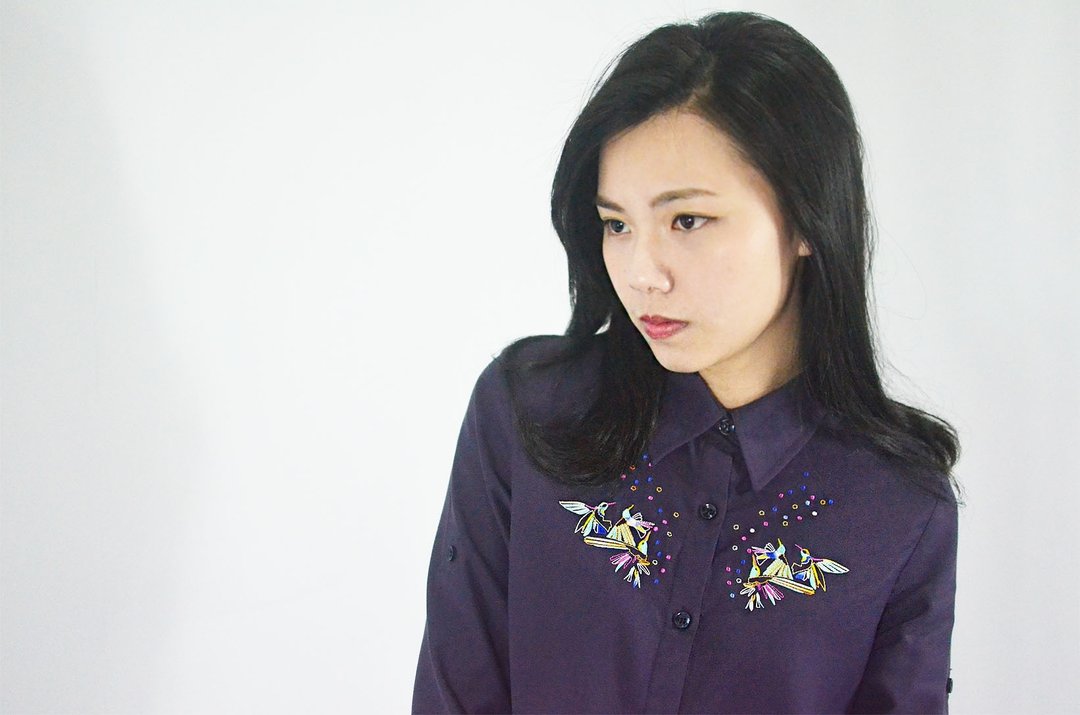 humming-绣花抽绳衬衫-Embroidered Drawstring Shirt-HWS1312-01 - 女装衬衫 - 棉 紫色