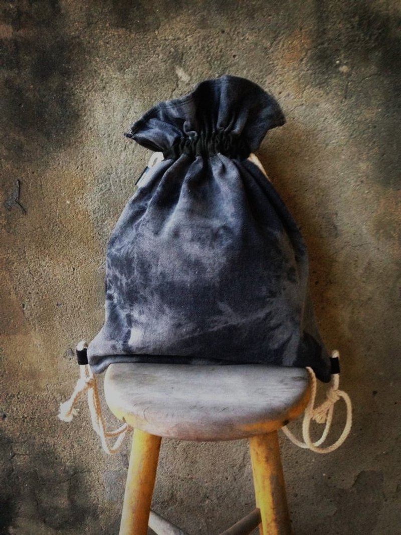 【束口包/后背包/束口袋-灰黑色水洗牛仔渲染款。】 - 束口袋双肩包 - 其他材质 