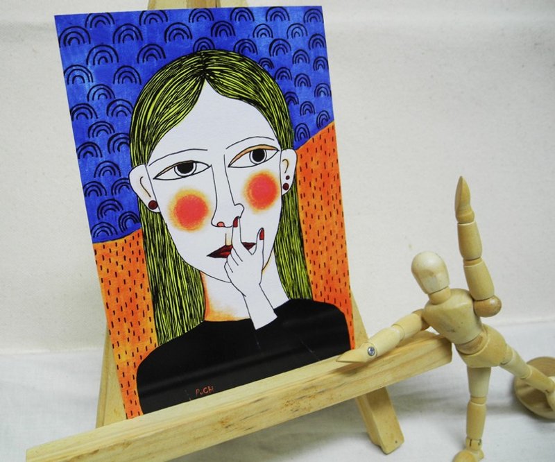 PuChi/自画像/女孩/明信片/人嘛 - 卡片/明信片 - 纸 多色