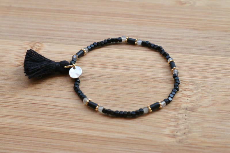 <☞ HAND IN HAND ☜> 光谱石-1000 烤漆金属手环 (0454) - 手链/手环 - 宝石 黑色