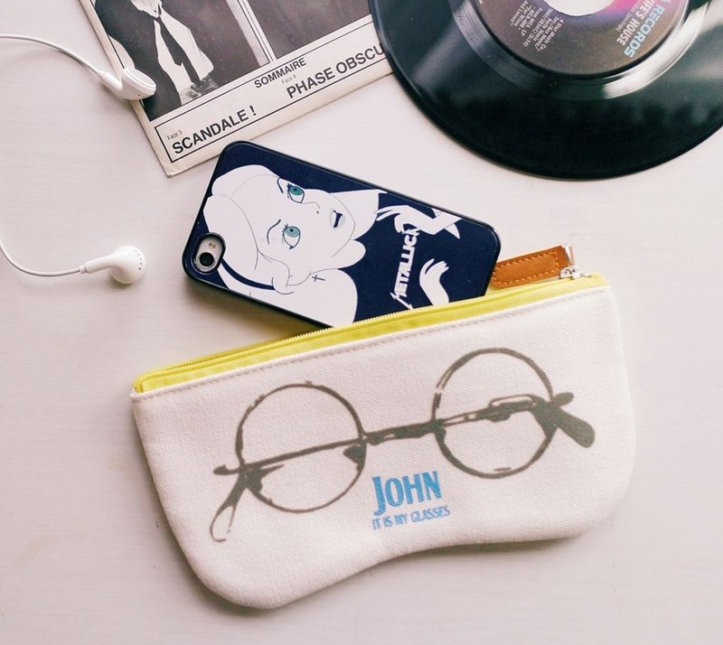 John Lennon ✌ 披头四约翰蓝侬圆圆眼镜包 随身包 手机袋 摇滚 嬉皮 男生礼物 - 其他 - 其他材质 白色