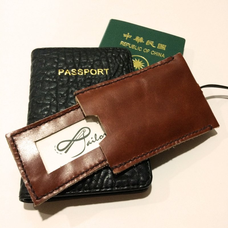 父亲节-爸爸辛苦了，放个假吧-旅行吊牌 - 证件套/卡套 - 真皮 咖啡色