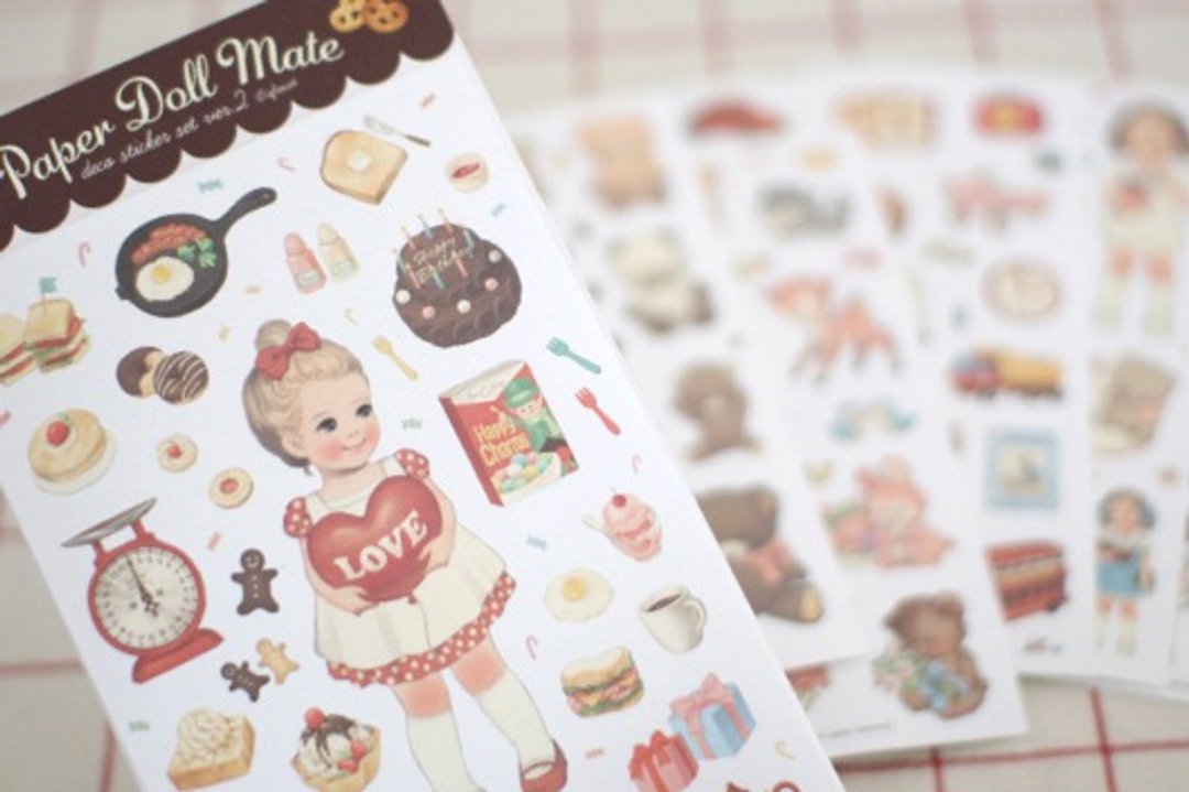 韩国【Afrocat】paper doll mate sticker 2 （白底）手帐 贴纸6张 生活 心情 进口 - 贴纸 - 纸 多色