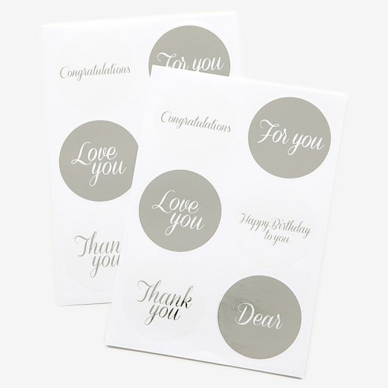 Dailylike-礼物包装消息字母圆贴V3-01银灰色,E2D22428 - 贴纸 - 塑料 灰色