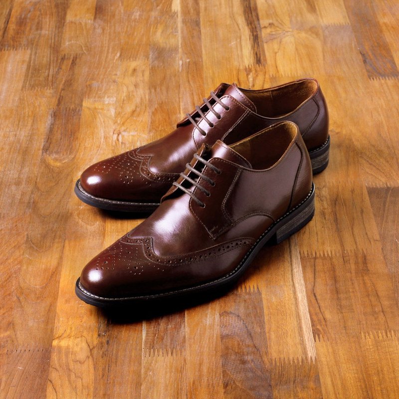 Vanger 优雅美型·古典闲雅翼纹雕花仕鞋 Va145风雅枣红 - 男款牛津鞋/乐福鞋 - 真皮 红色