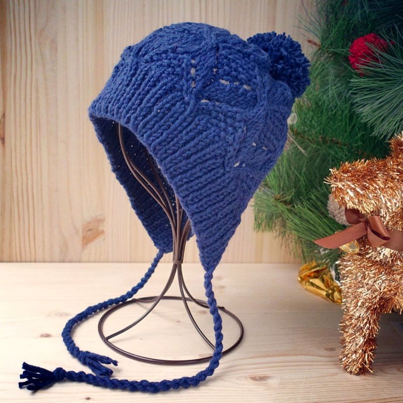 手工编织羊毛遮耳帽  成人尺寸 - 帽子 - 其他材质 蓝色