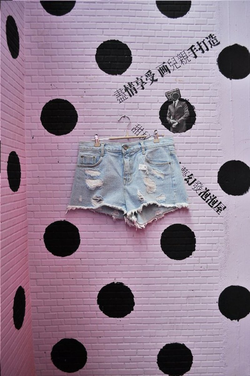 你好夏天先生．破破短裤 - 女装长裤 - 其他材质 蓝色