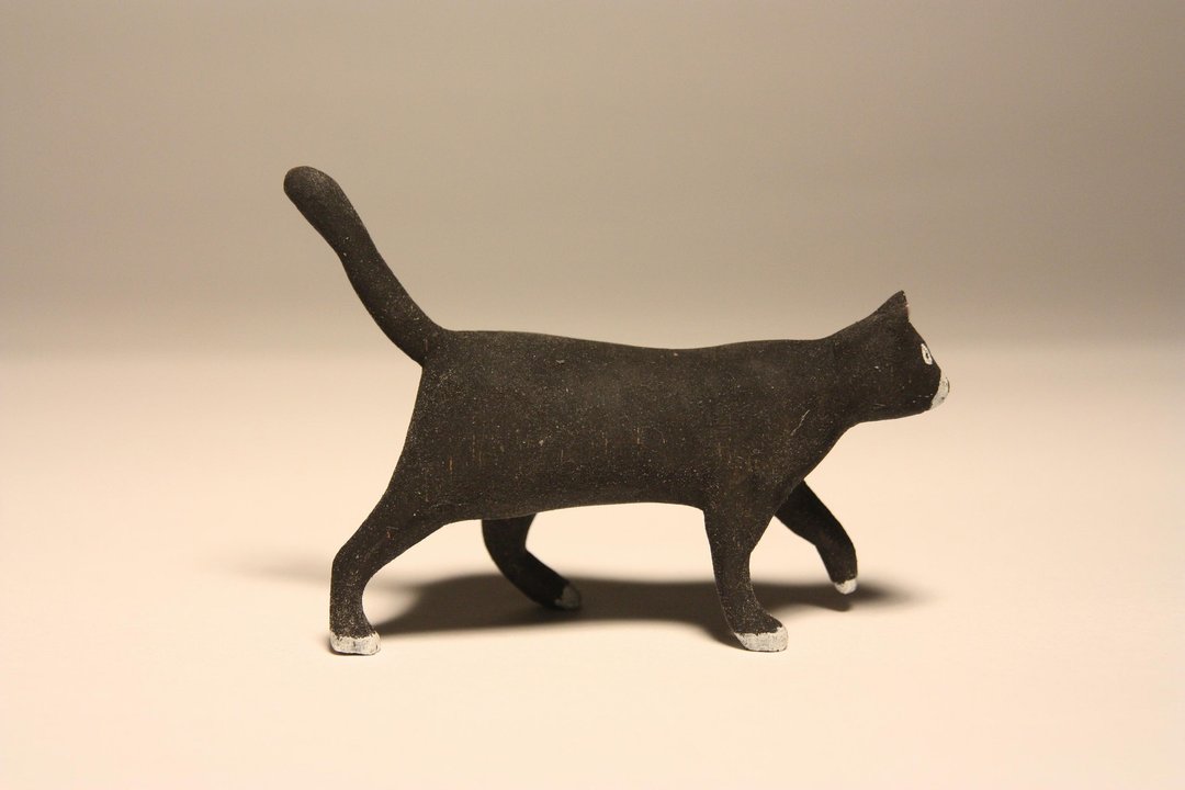 疗愈系木雕小动物_黑猫black cat (原木手工雕刻10P限定) - 摆饰 - 木头 粉红色