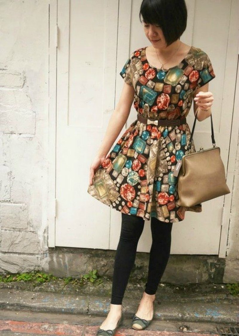 Georgia Tsao //彩色宝石弹性伞洋 - 洋装/连衣裙 - 其他材质 咖啡色