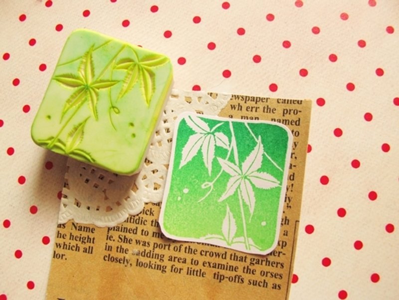 Apu手工章 装饰风阴刻印章 叶 - 印章/印台 - 橡胶 