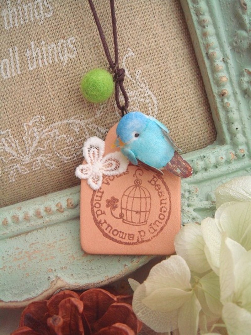 Garohands 寻梦森林小蓝雀鸟笼皮革片手感中长链  A303  森林系 礼物 - 项链 - 其他材质 多色