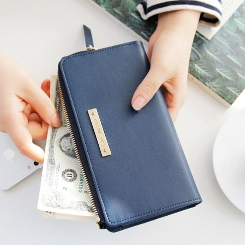 Dessin x Iconic-Zipup摩登拉链长皮夹(L)V2-海军蓝,ICO80701 - 皮夹/钱包 - 真皮 蓝色