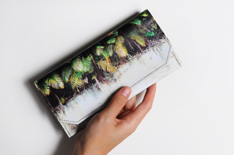 1983ER手工纸制防泼水薄款长夹-夏树 - 皮夹/钱包 - 纸 绿色