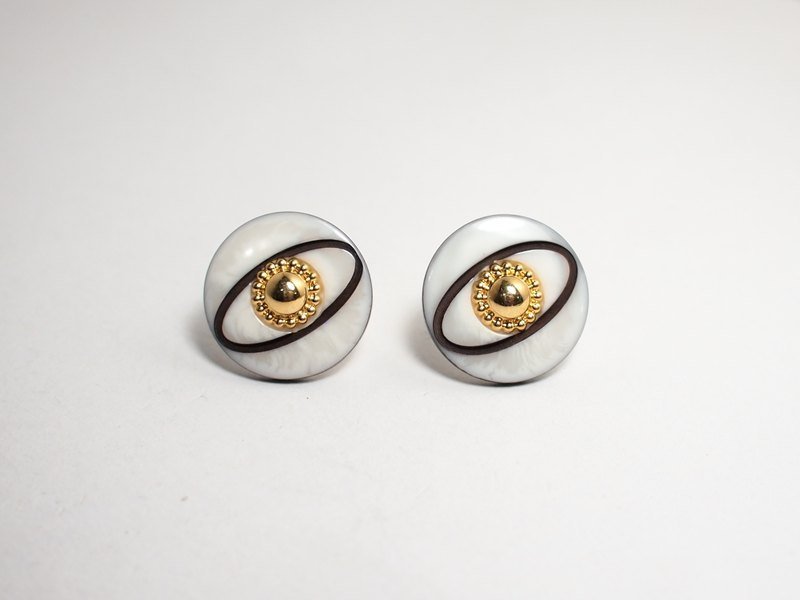 Circle dot 宇宙之眼 不锈钢耳针 耳环 耳夹 耳饰 284 - 耳环/耳夹 - 其他材质 白色