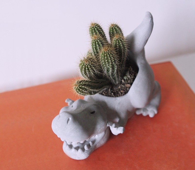 【水泥花栽】恐龙系列 - 暴龙（不含植物） - 植栽/盆栽 - 水泥 灰色