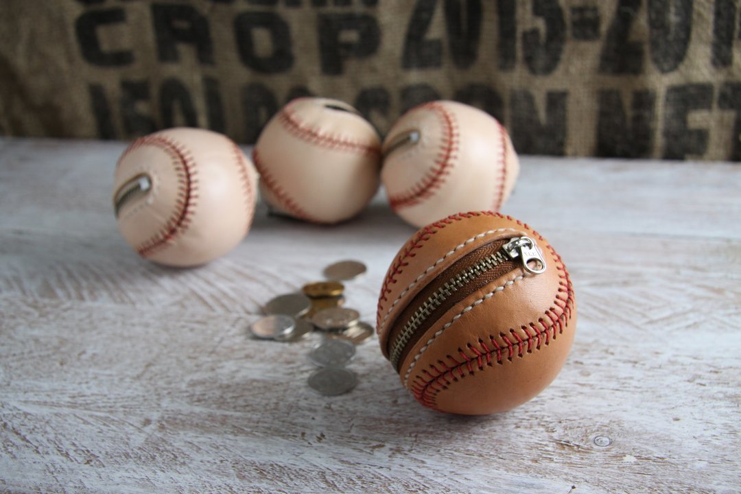 棒球零钱包 / Baseball coin purse / 野球 小銭入れ - 零钱包 - 真皮 