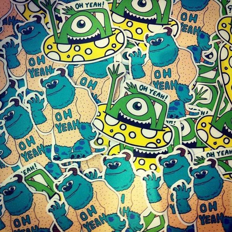 怪兽防水贴纸组-oh yeah!大学( 防水 / 抗UV / 撕不破 ) - 贴纸 - 纸 