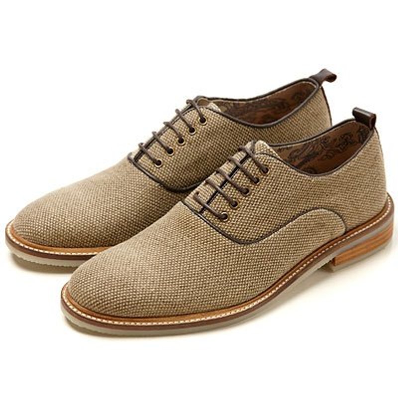 Vanger 优雅美型·轻感无印风麻料休闲便鞋║Va132麻灰 - 男款休闲鞋 - 真皮 卡其色