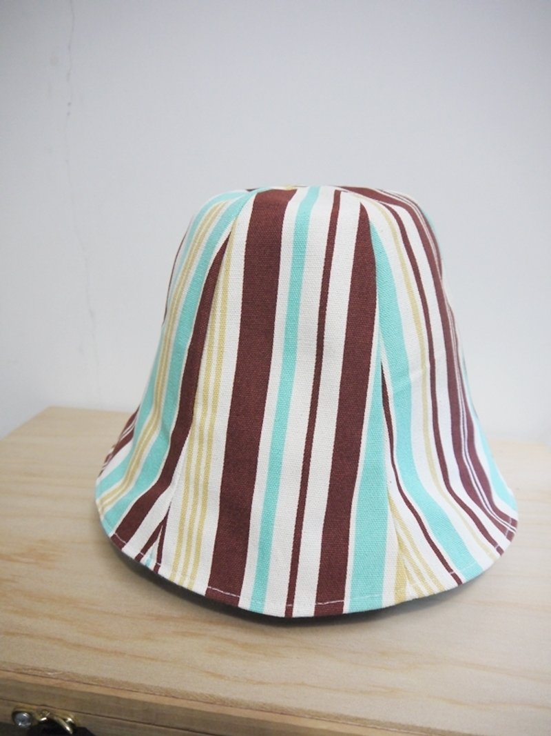 +彩色线条-咖啡+钟形帽/渔夫帽 - 帽子 - 其他材质 多色