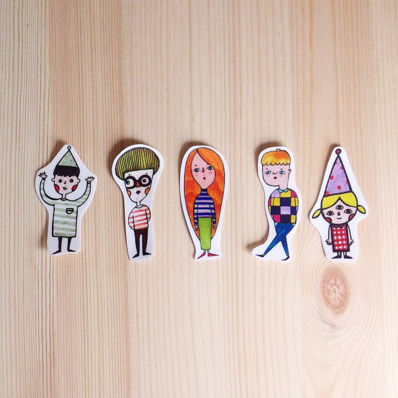 防水贴纸 可爱人物贴纸包 1包5入 - 贴纸 - 纸 黄色