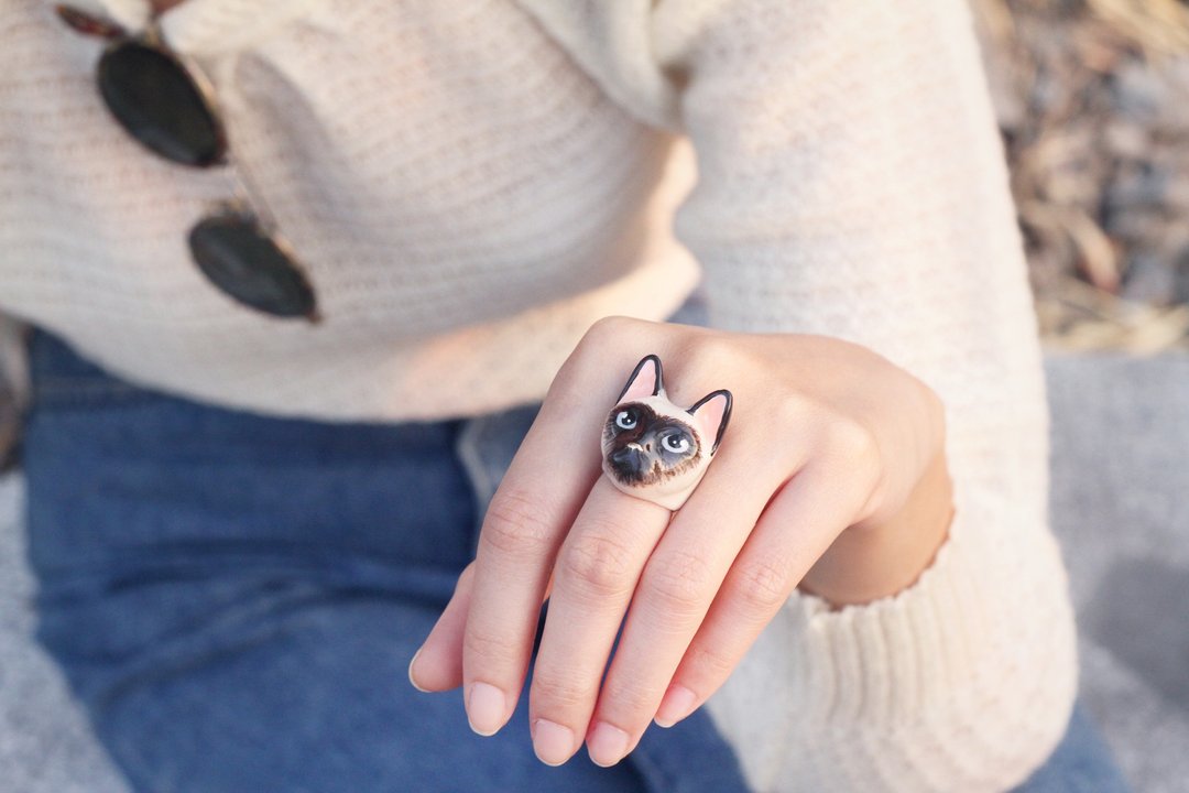 Dalah , Siamese Cat 黄铜戒指 - 戒指 - 铜/黄铜 咖啡色