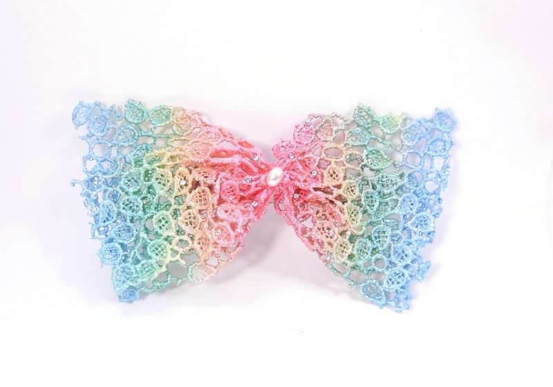 奔向彩虹 大蝴蝶结款 水蕾丝手链 - 手链/手环 - 绣线 